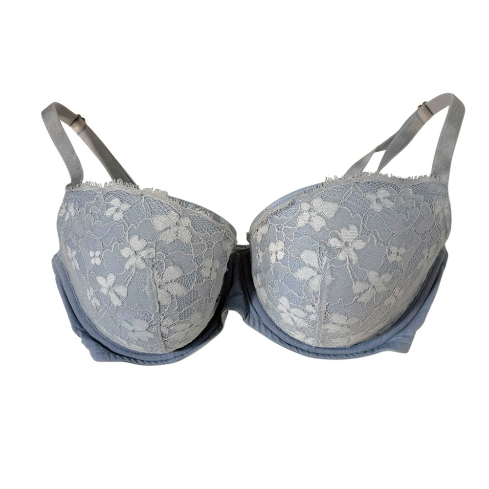 Victorias Secret Size 32DDD Blue Lace Dream Angels Lined Demi Bra Colorful